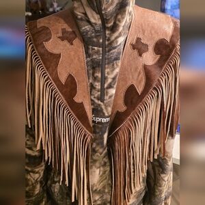 SOLD!!✨ Handmade Cowhide Leather Fringe Shawl | Western Boho | One of a Kind